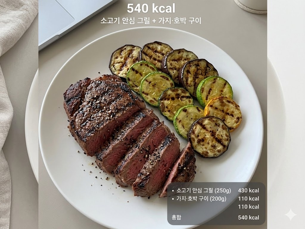 牛ヒレ肉グリル + ナス・かぼちゃのグリル